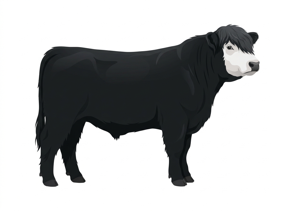 Black with partial white face Highlander Cross Bull