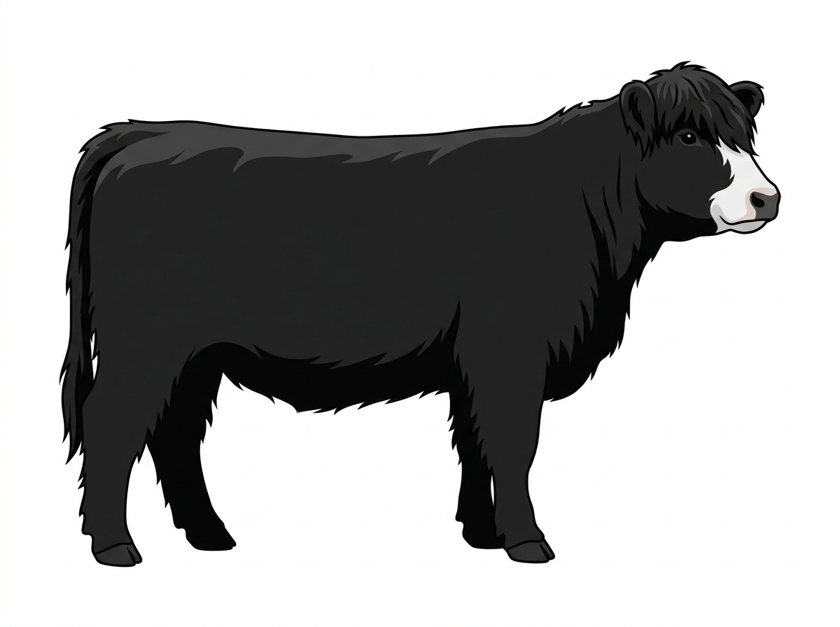 Black with partial white face Highlander Cross Heifer