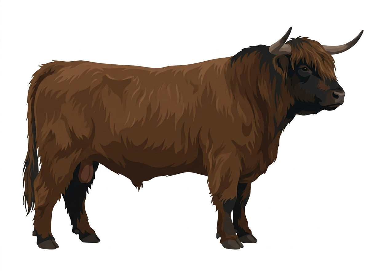 Brown with black points Highlander Cross Bull