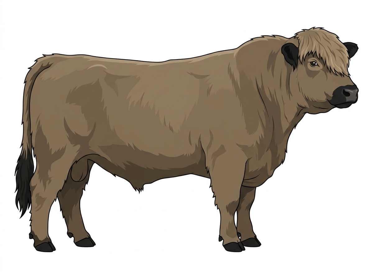 Dun with black points Highlander Cross Bull