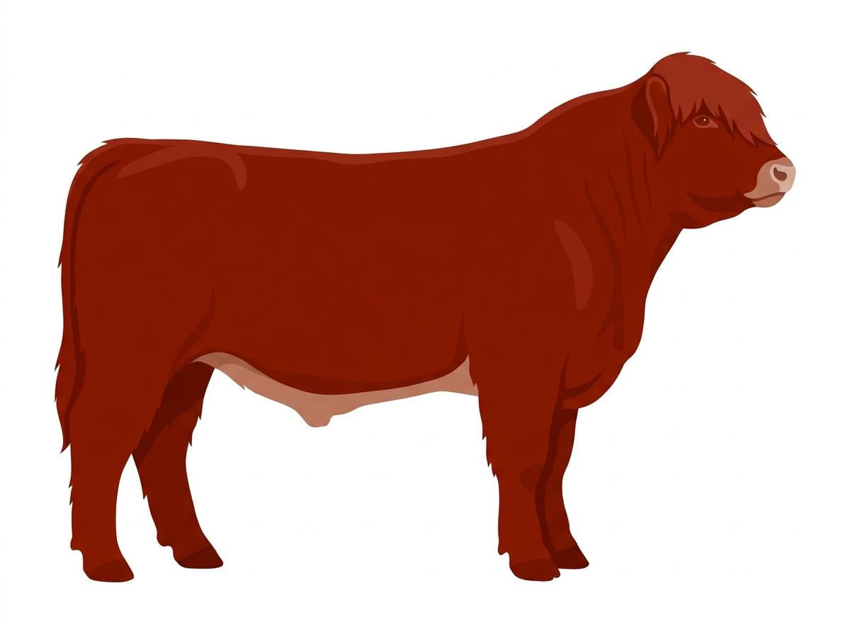 Red with a pale muzzle ring and lighter underline Highlander Cross Steer