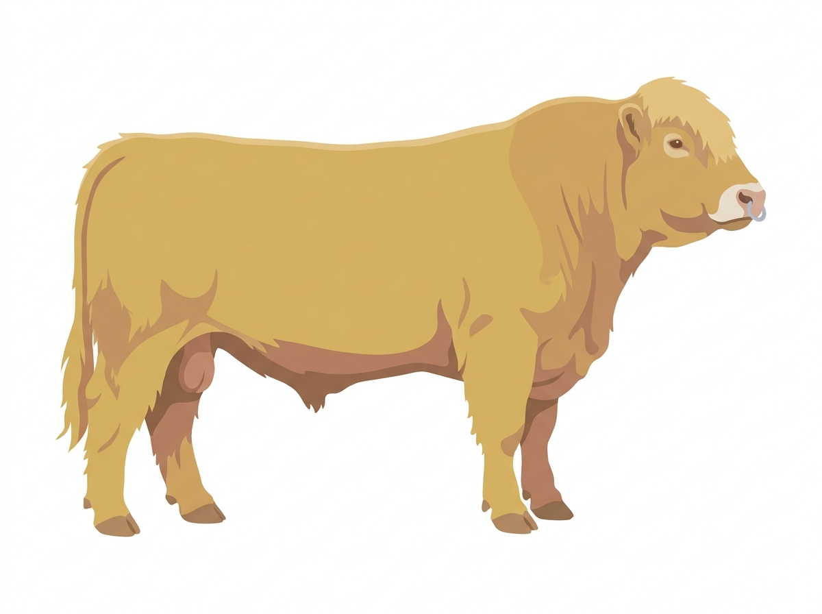 Yellow Dun with a pale muzzle ring and lighter underline Highlander Cross Bull