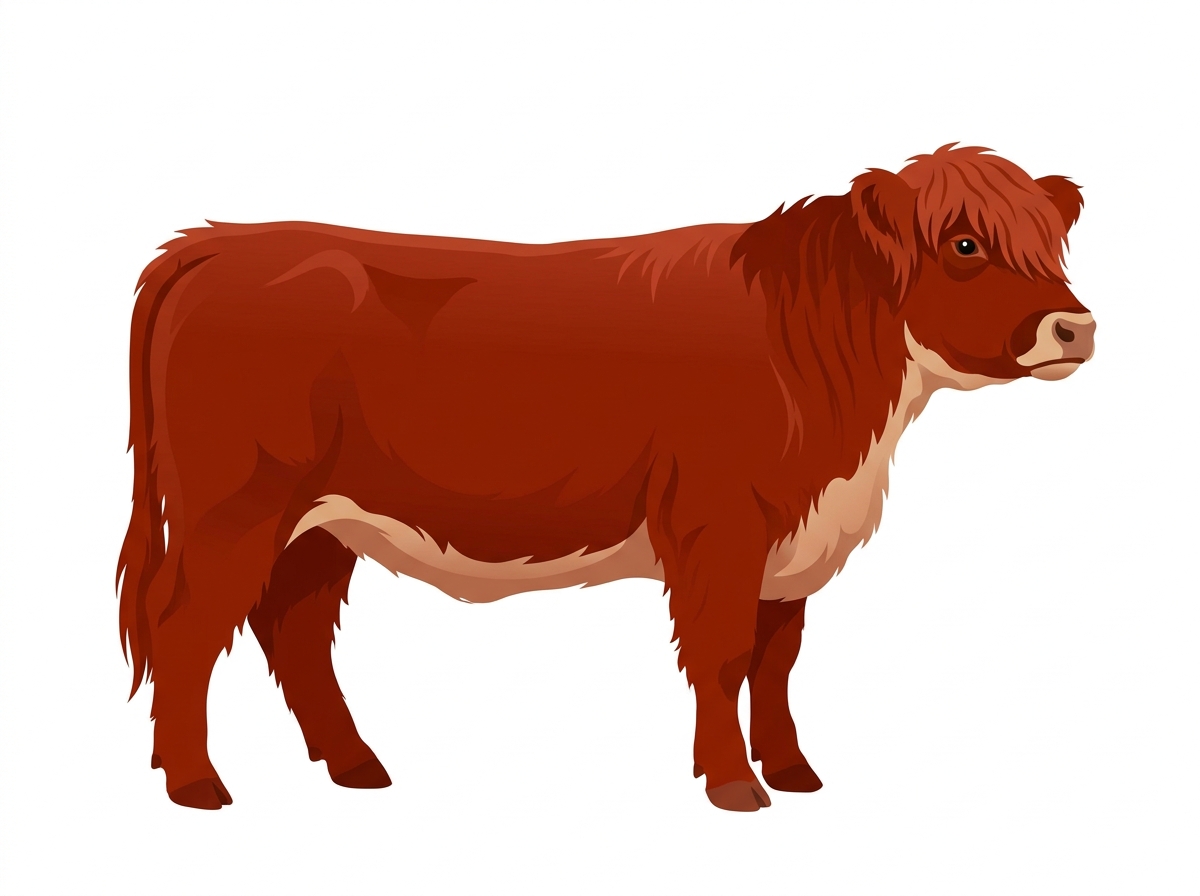 Red with a pale muzzle ring and lighter underline Highlander Heifer