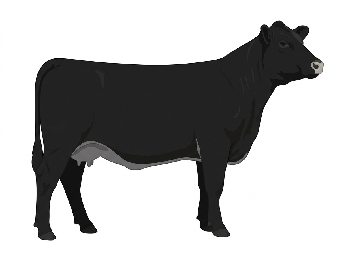 Black with a pale muzzle ring and lighter underline Lim-Flex Cow