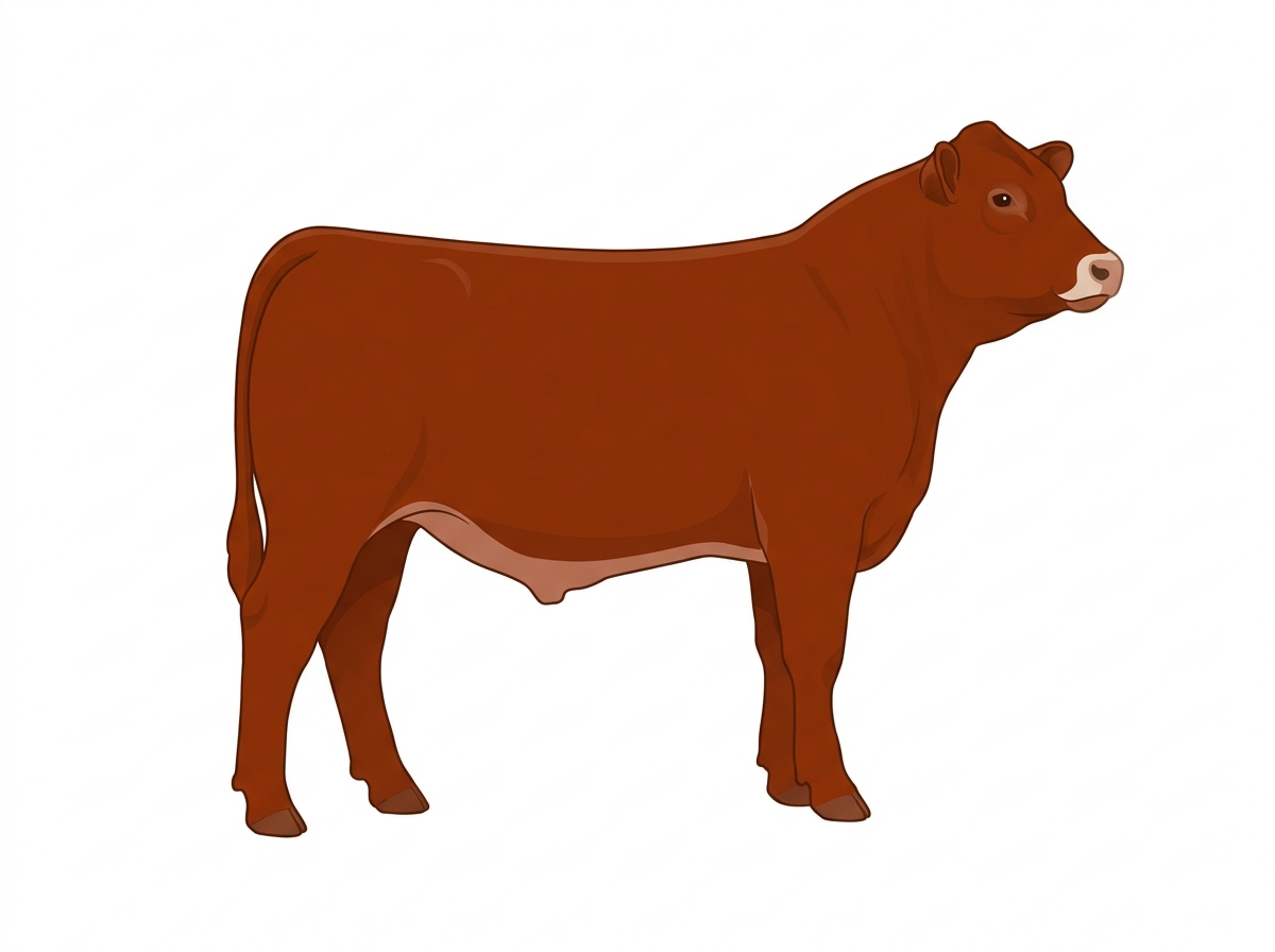 Red with a pale muzzle ring and lighter underline Lim-Flex Steer