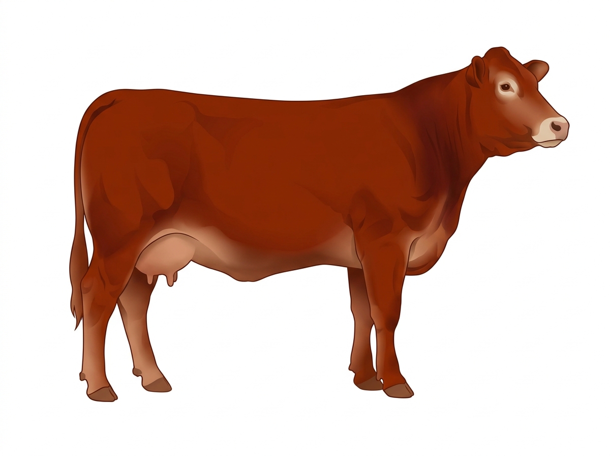 Red with a pale muzzle ring and lighter underline Limousin Cross Cow