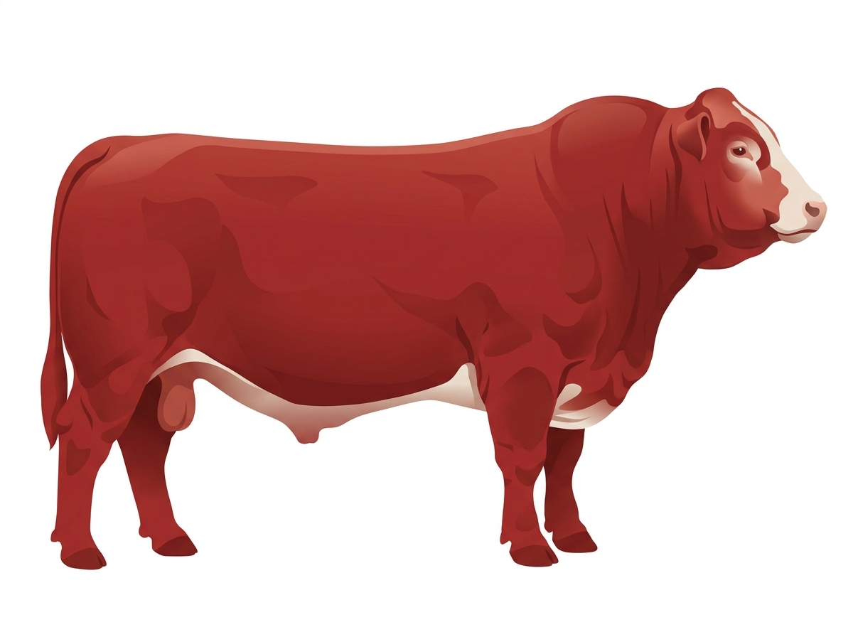 Red with a partial white face Limousin Cross Bull