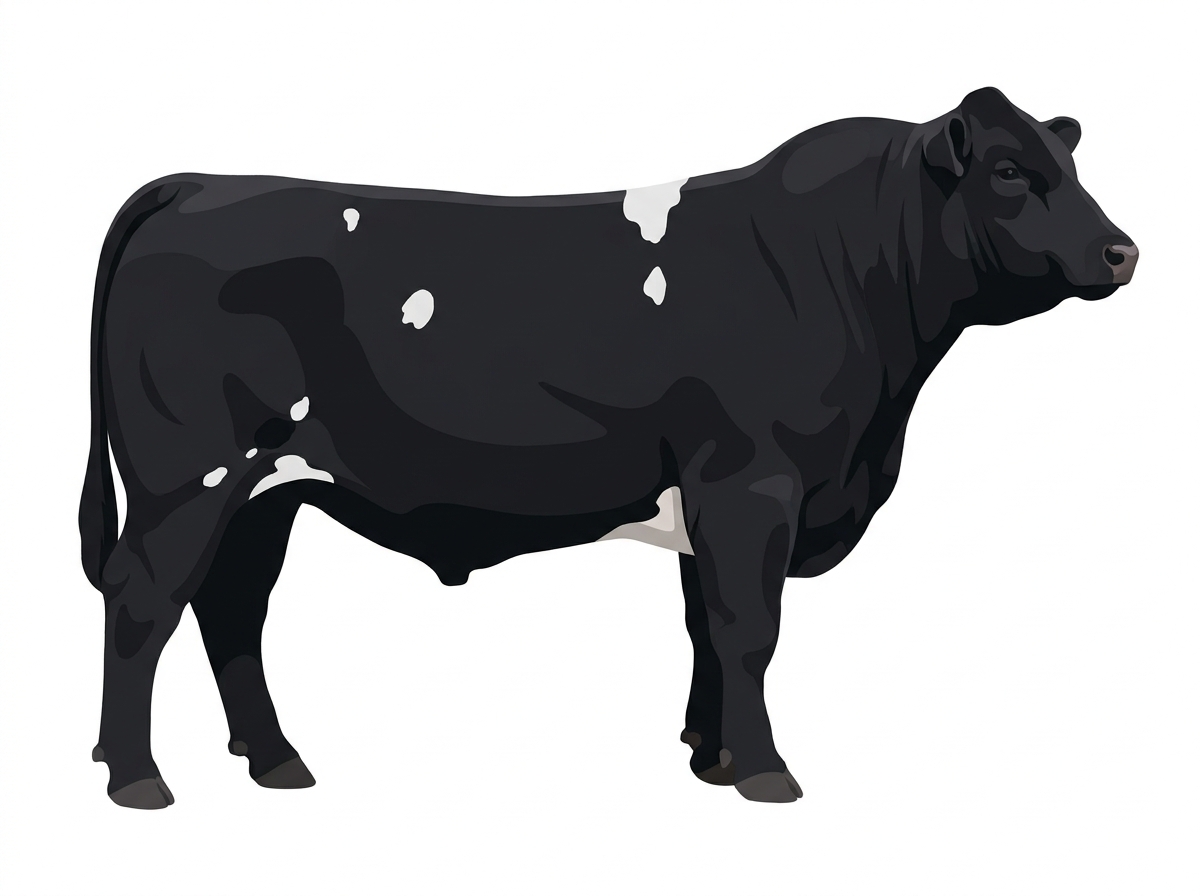 Black with a few white spots Maine-Anjou Cross Bull