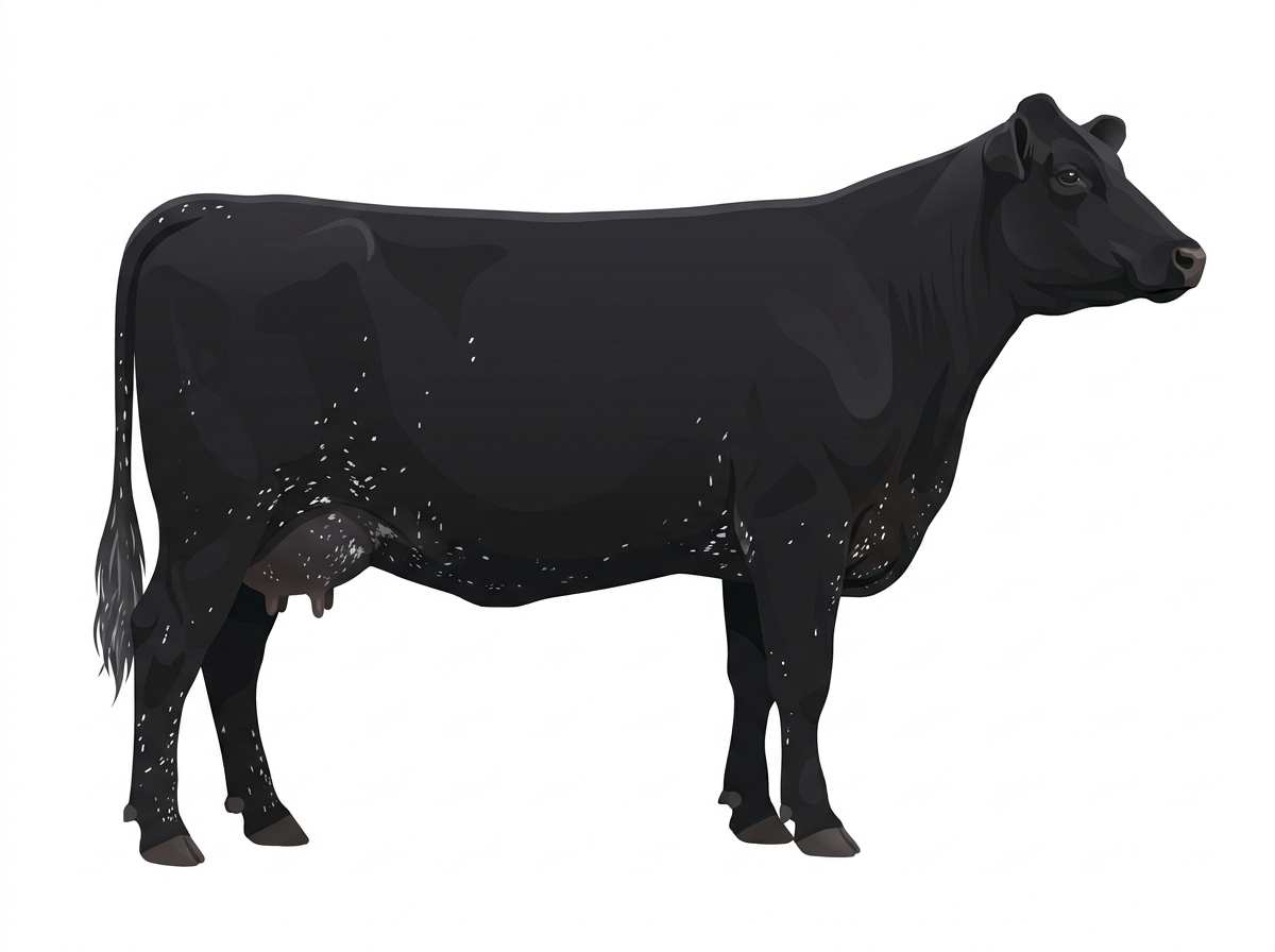 Black with ticking Maine-Anjou Cross Cow
