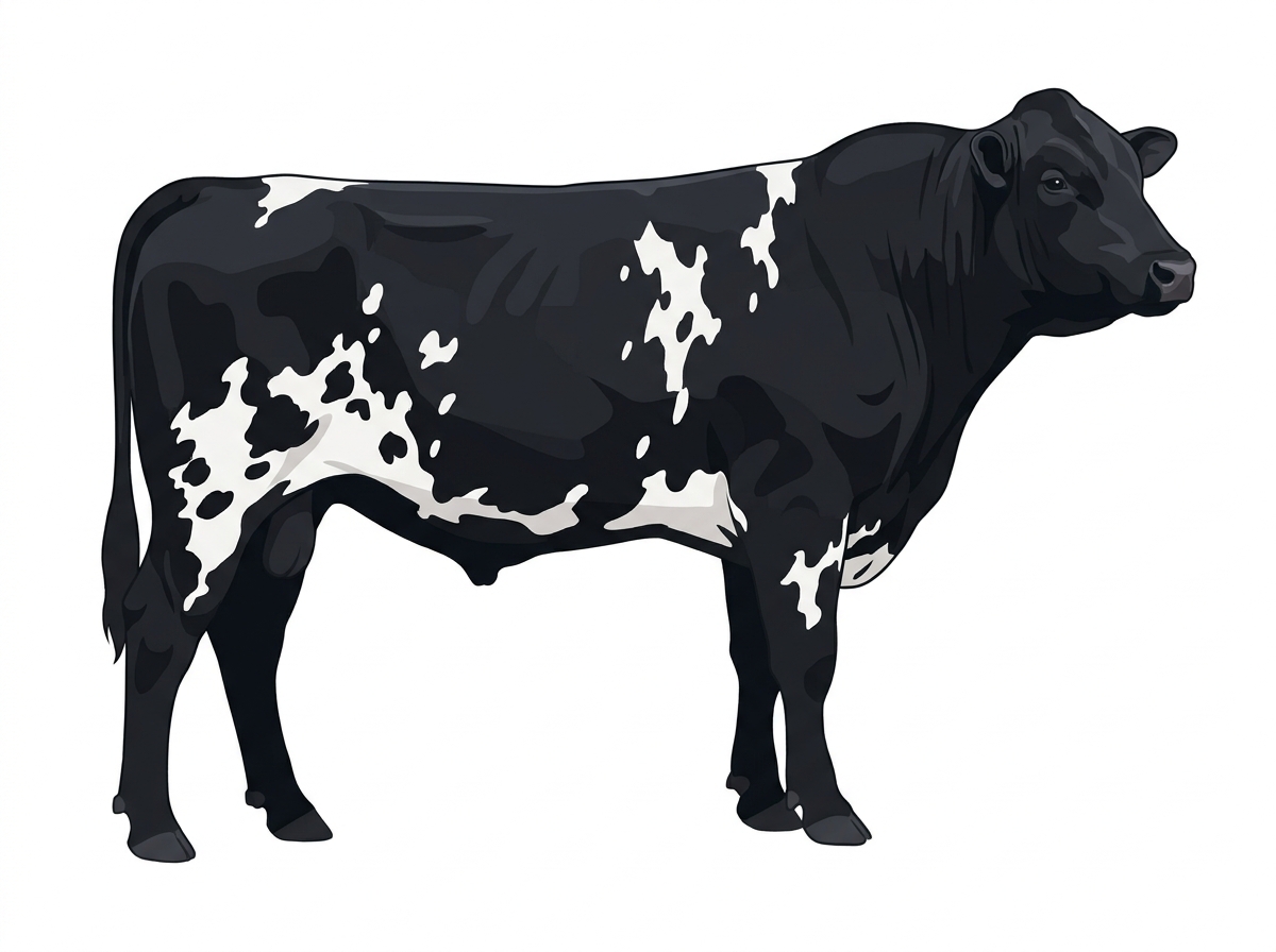 Black with white spots Maine-Anjou Cross Bull