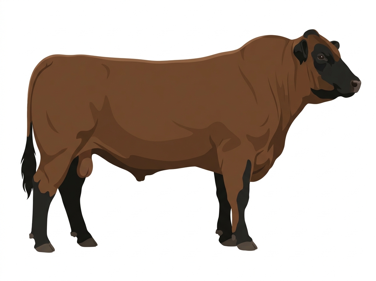 Brown with black points Maine-Anjou Cross Bull