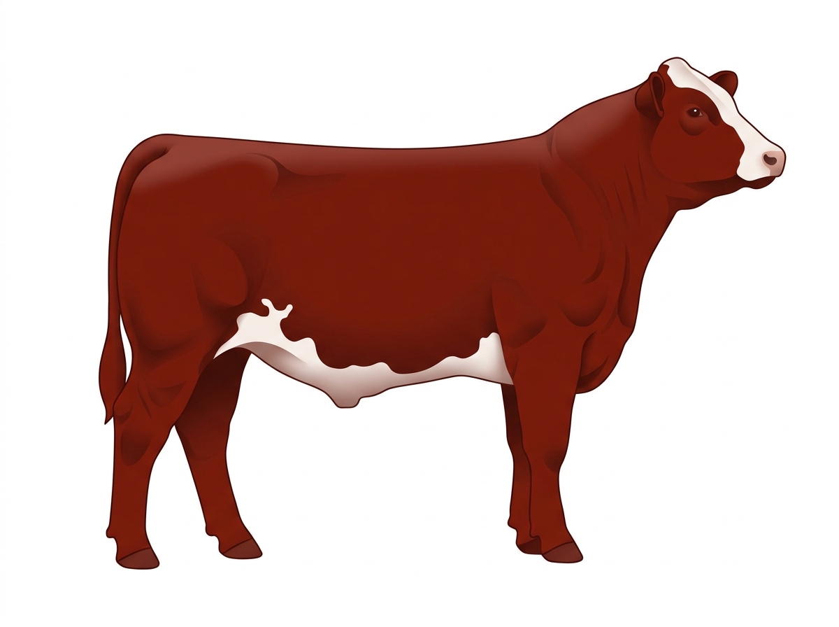 Red with partial white face Maine-Anjou Cross Steer