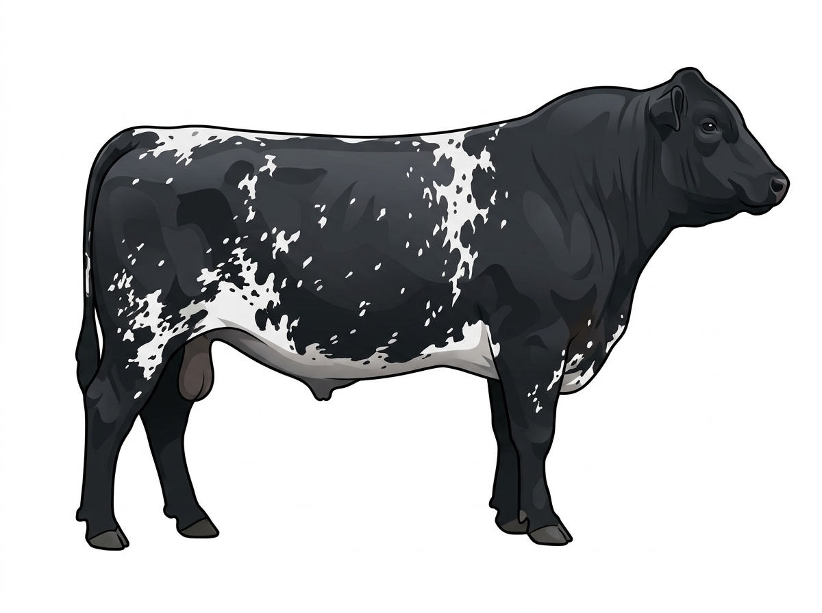 Black light roan with minimal spotting Maine-Anjou x Angus Cross Bull