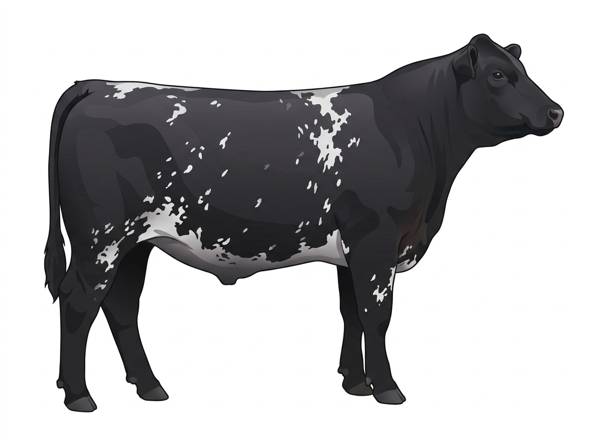 Black light roan with minimal spotting Maine-Anjou x Angus Cross Steer