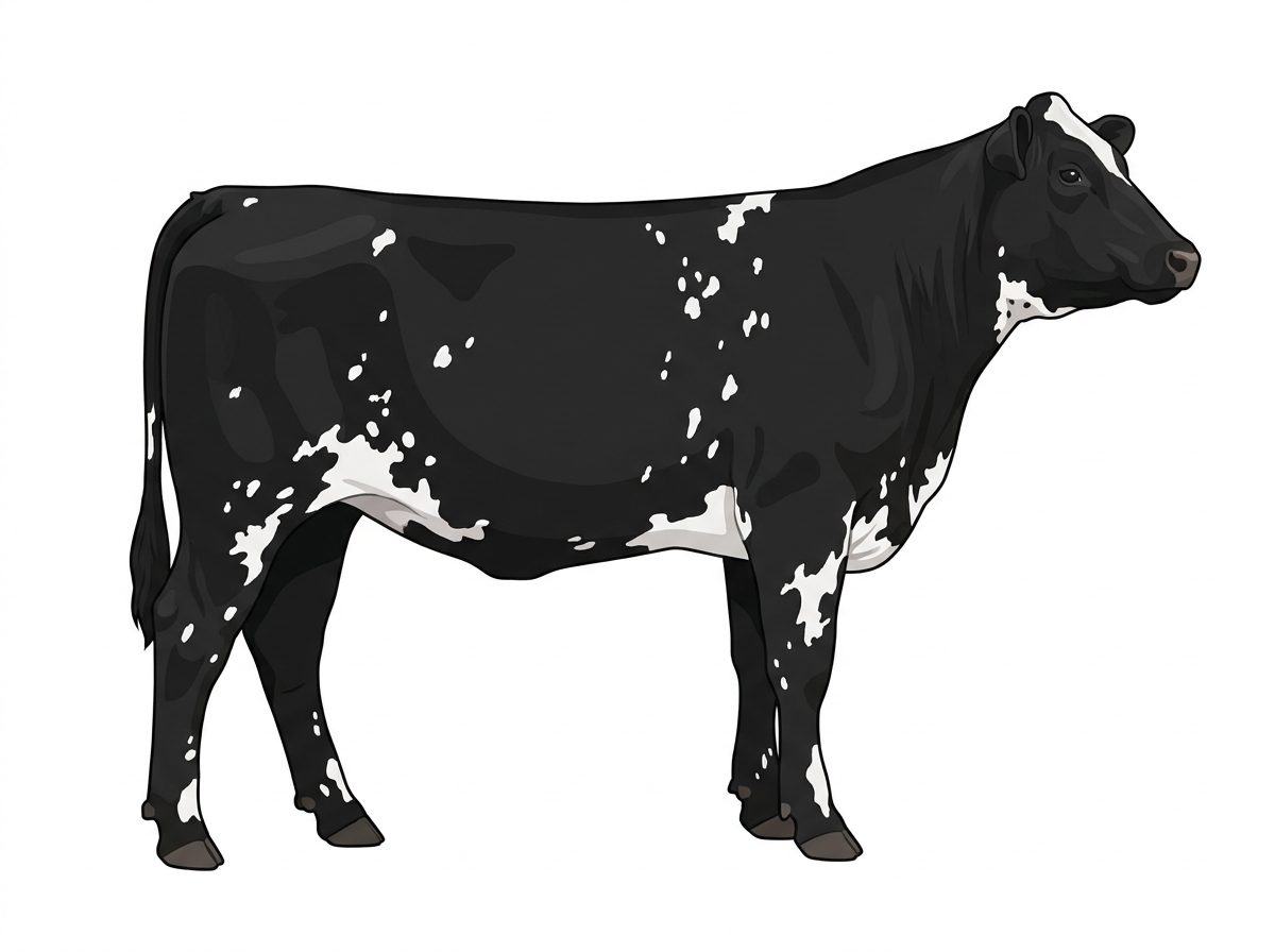 Black with white spots Maine-Anjou x Angus Cross Heifer