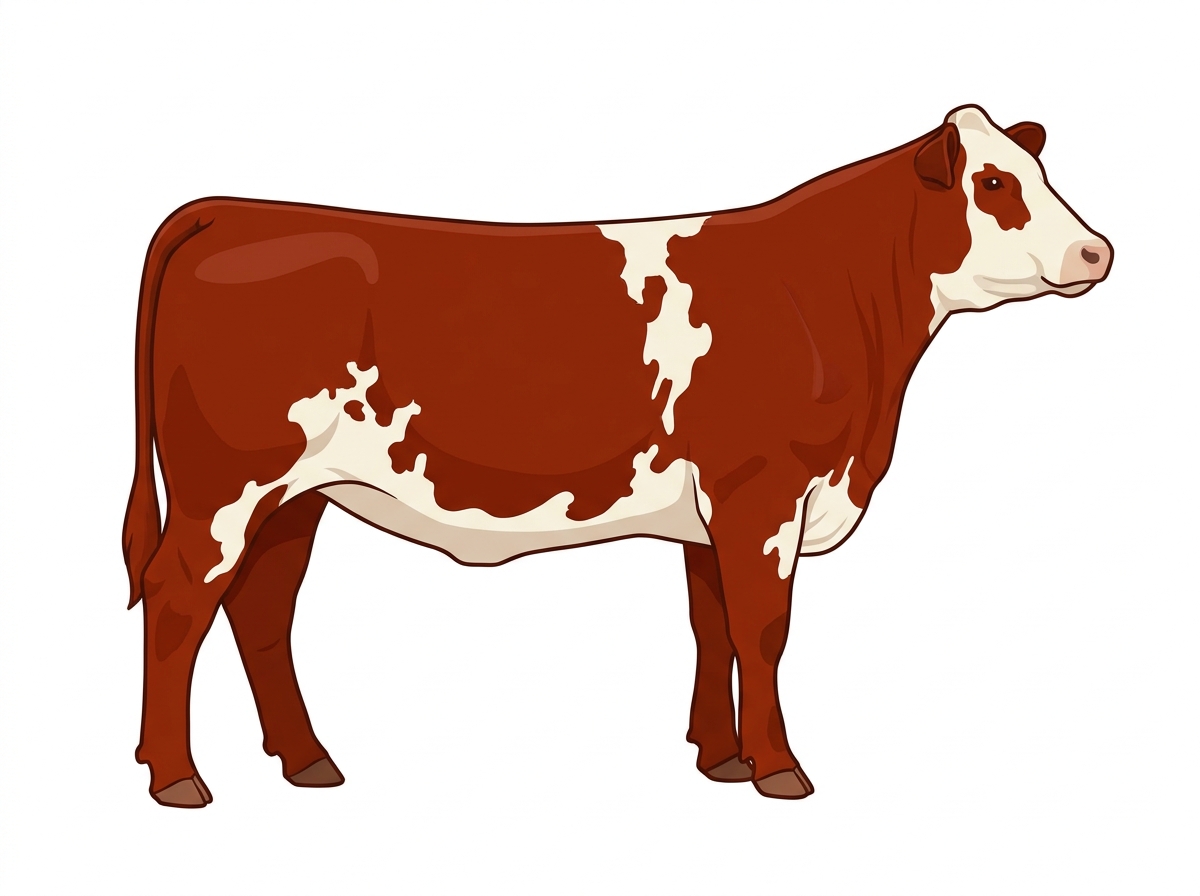 Red heavy roan with white spots Maine-Anjou x Angus Cross Heifer