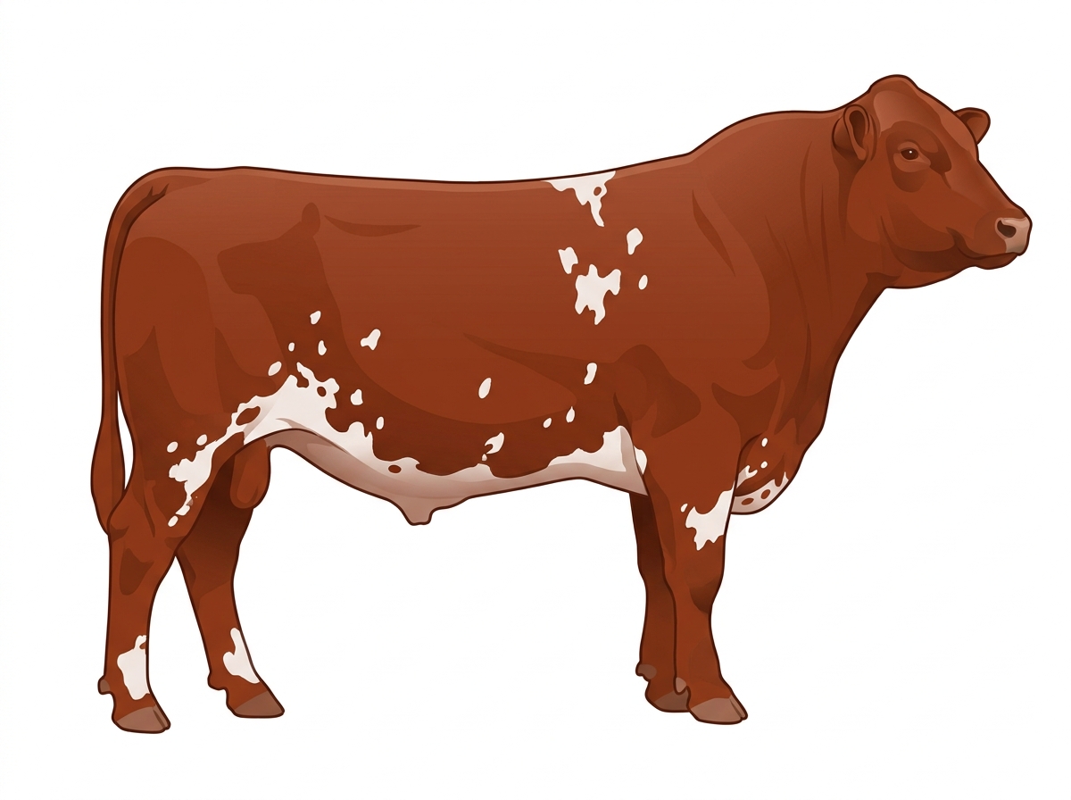 Red light roan with white spots Maine-Anjou x Angus Cross Bull