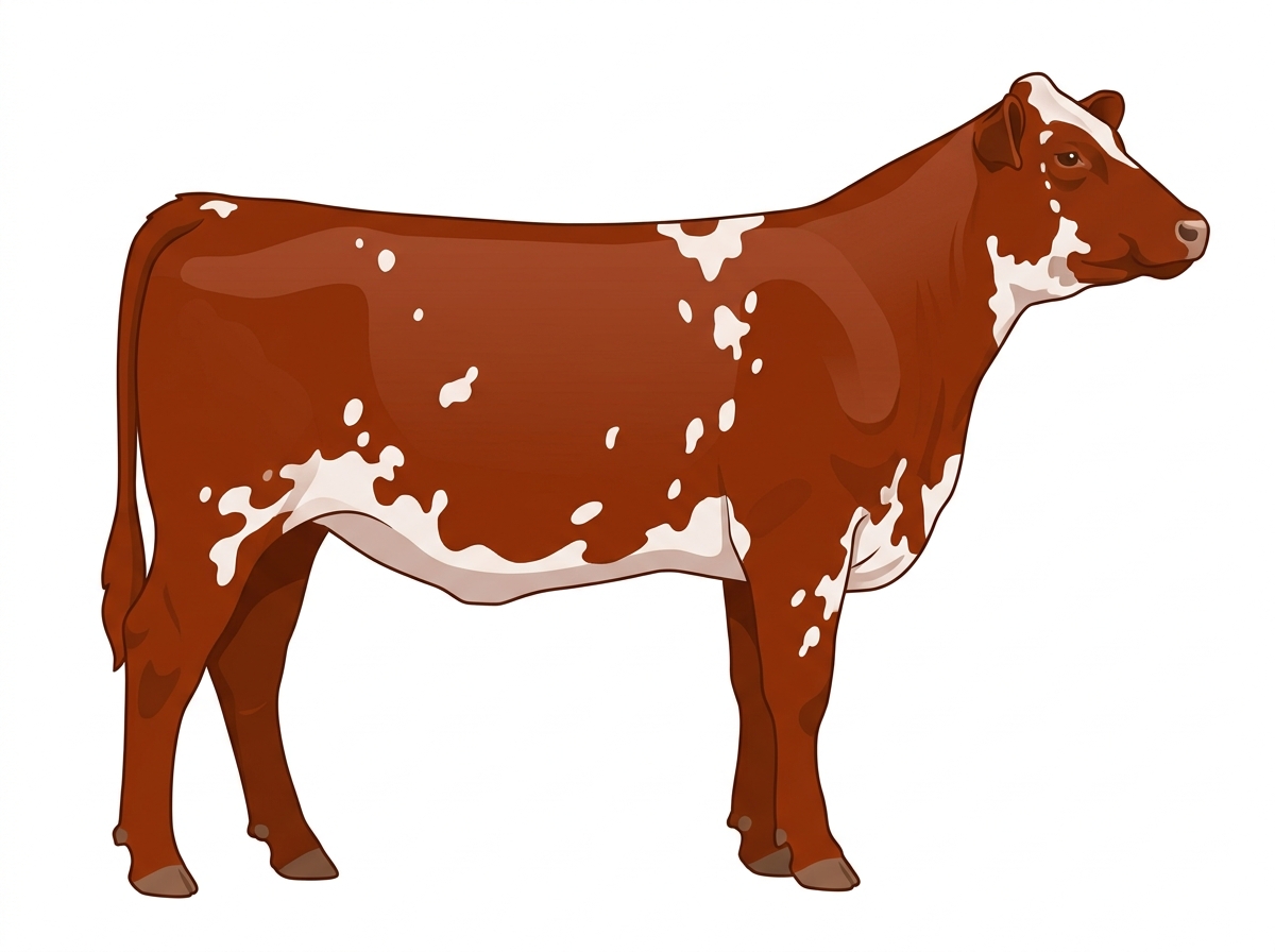 Red light roan with white spots Maine-Anjou x Angus Cross Heifer