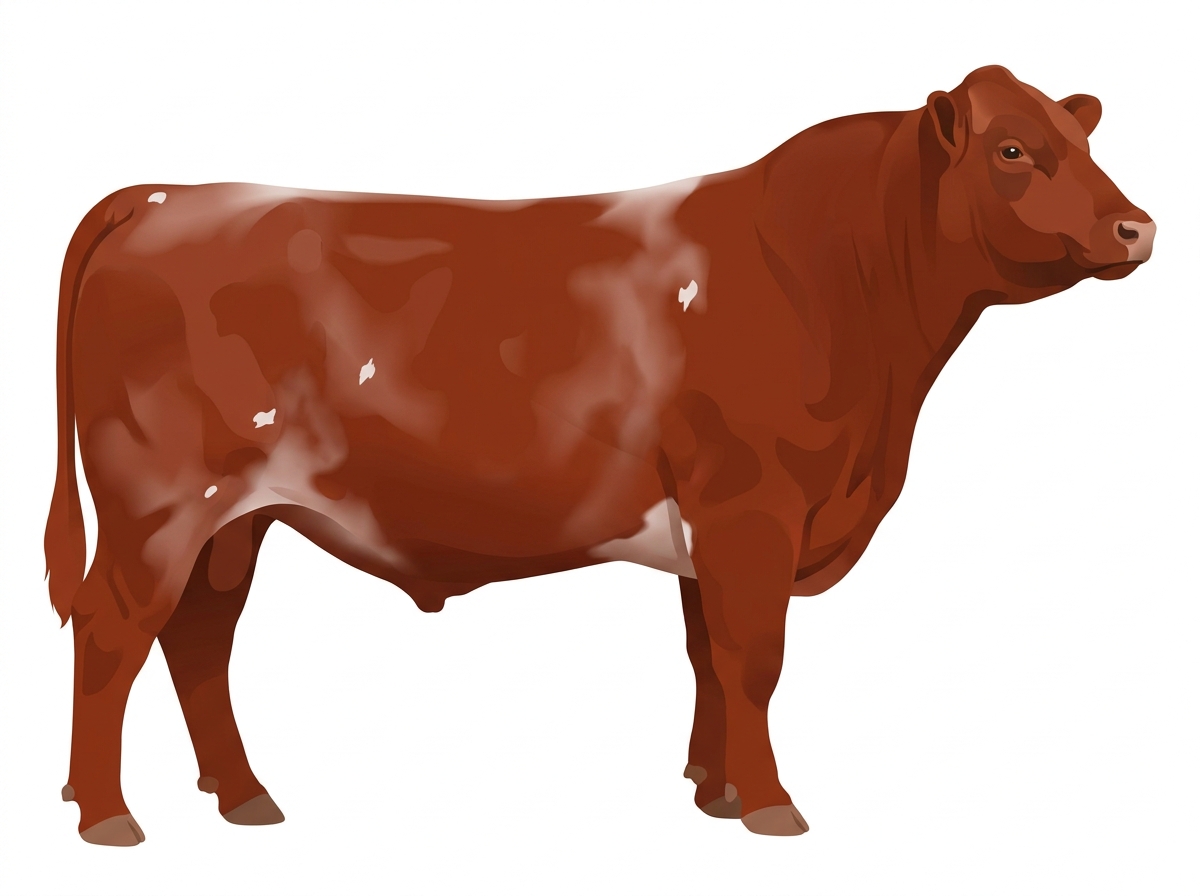 Red roan with minimal spotting Maine-Anjou x Angus Cross Bull