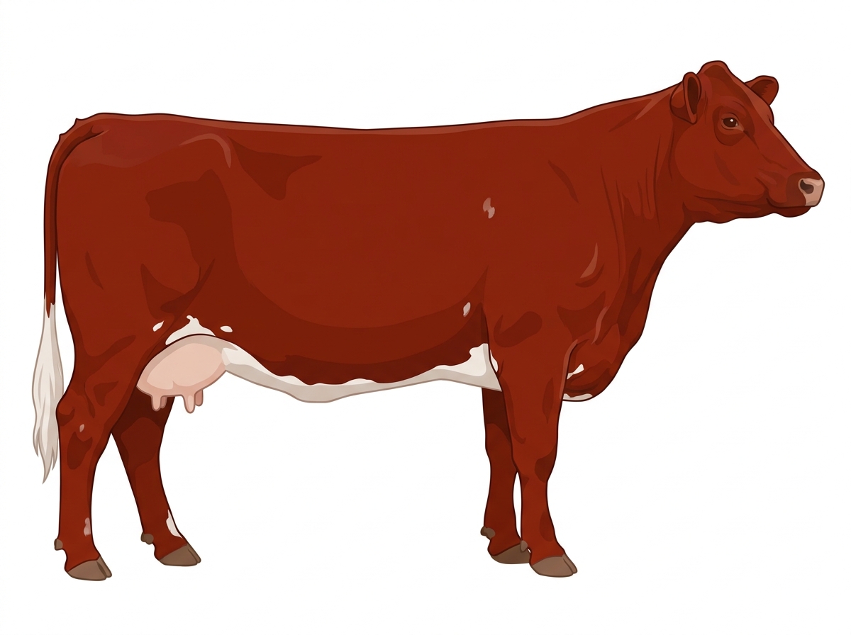 Red with minimal spotting Maine-Anjou x Angus Cross Cow