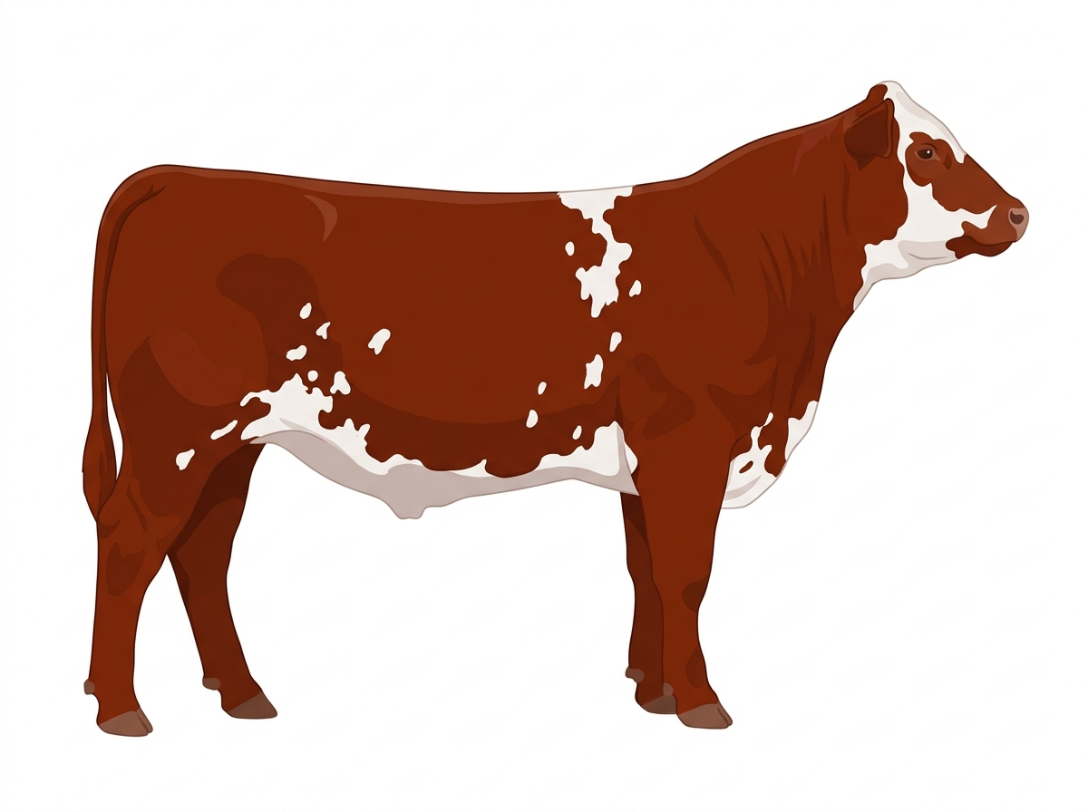 Red with white spots Maine-Anjou x Angus Cross Steer
