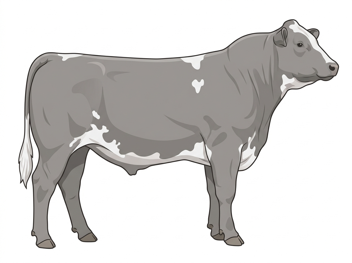 Gray with minimal spotting Maine-Anjou x Chianina Cross Bull