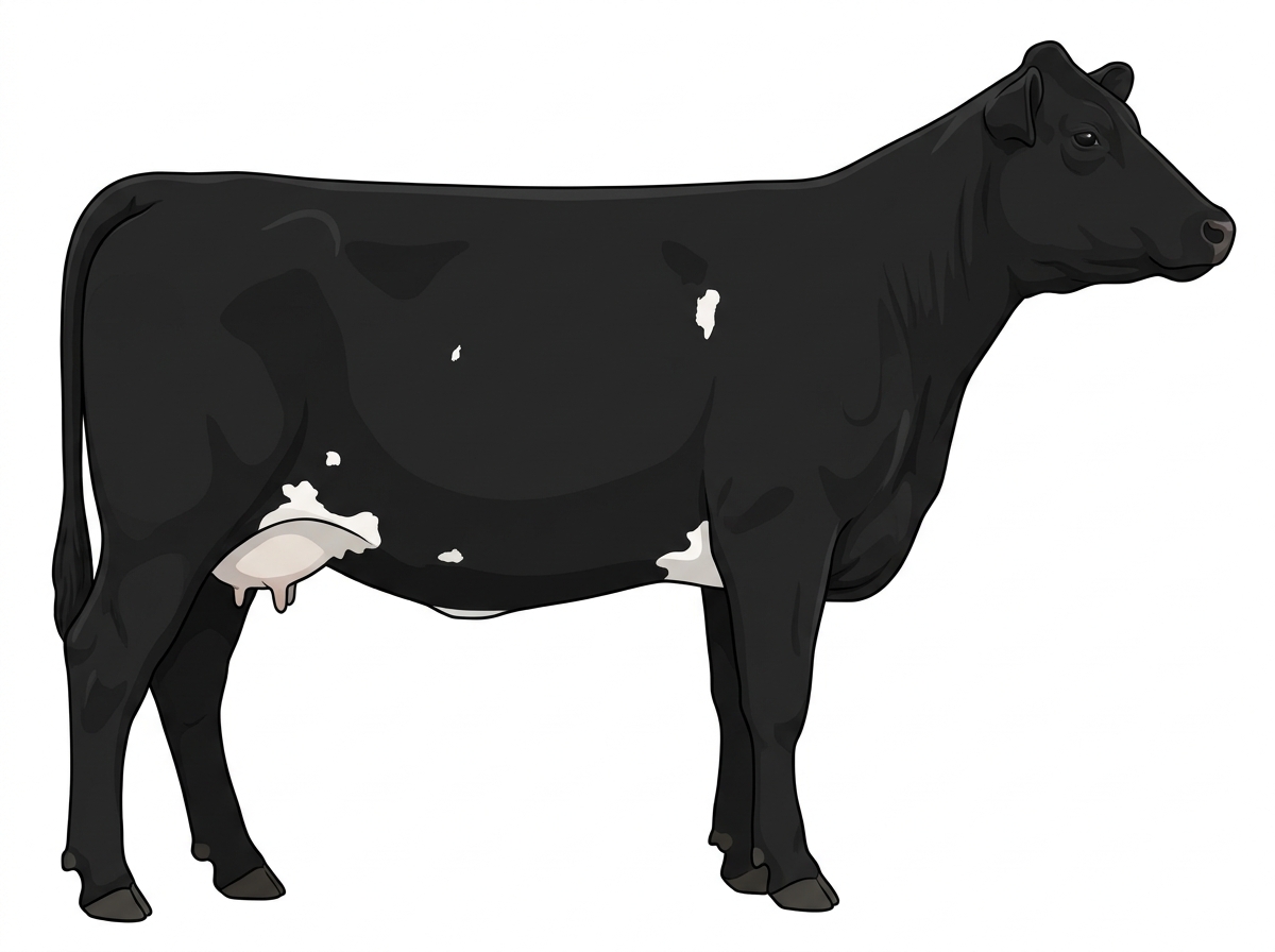 Black with a few white spots MaineTainer Cow