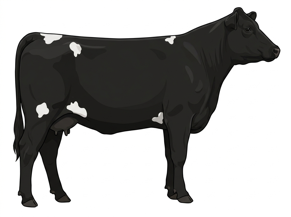 Black with a few white spots MaineTainer Cow