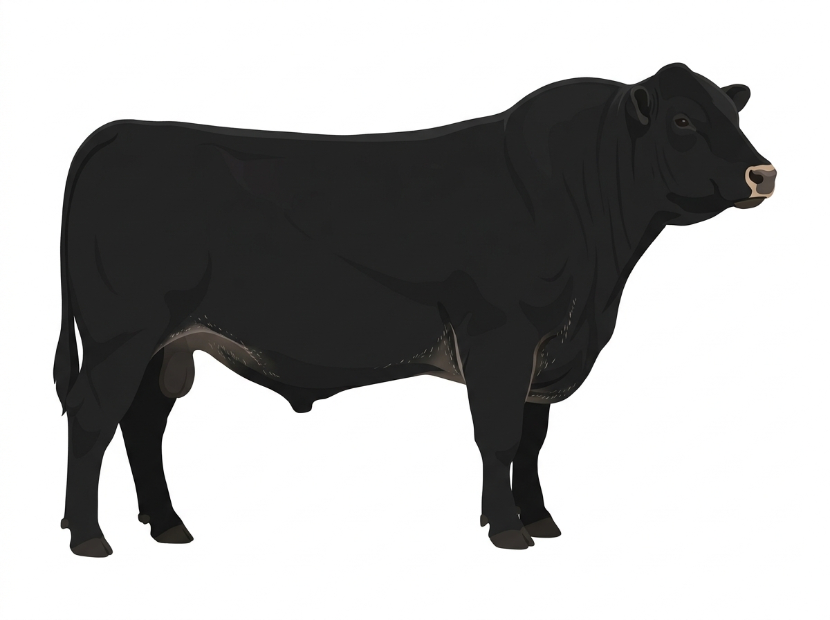 Black with a pale muzzle ring and lighter underline and ticking in the white MaineTainer Bull