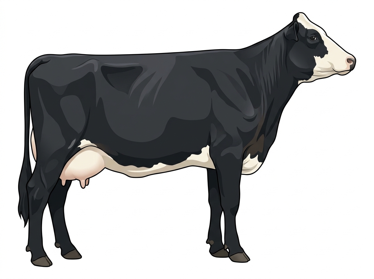 Black with a partial white face and a few white spots MaineTainer Cow