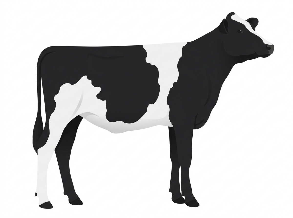 Black with a partial white face and white in large patches MaineTainer Heifer