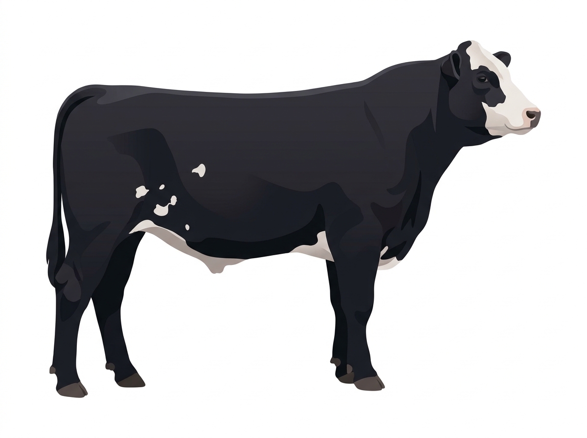 Black with a partial white face and white spots MaineTainer Bull