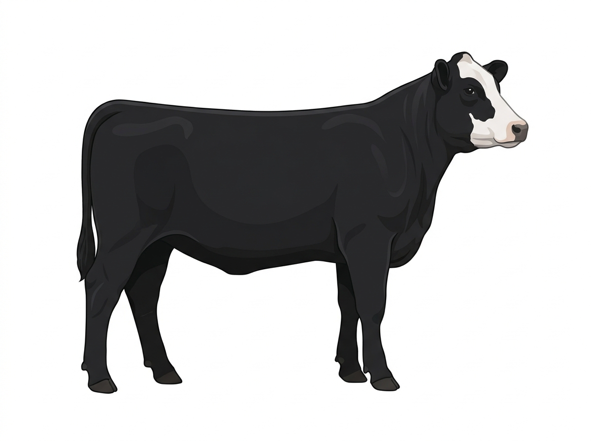 Black with a partial white face MaineTainer Heifer