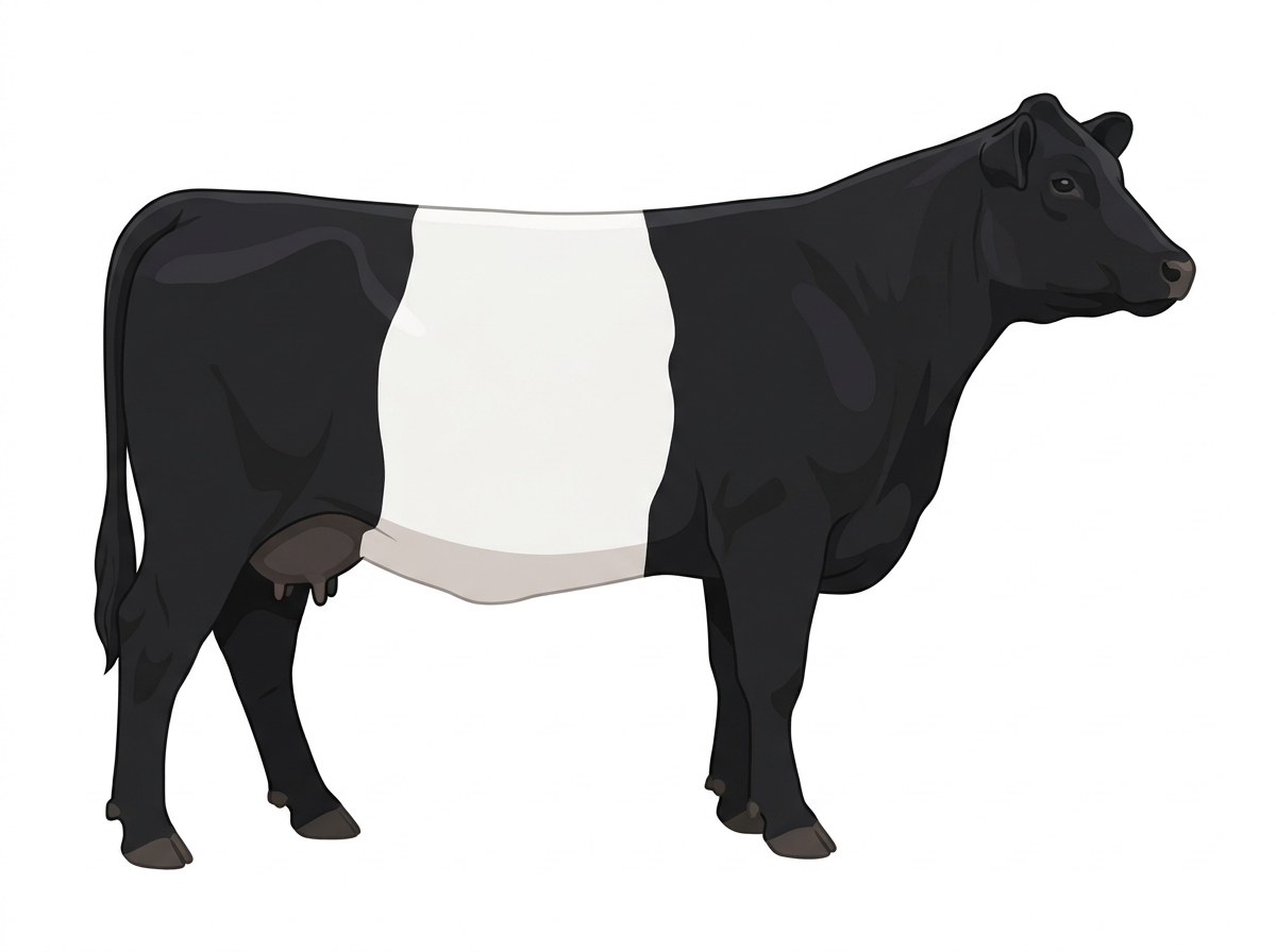 Black with a white belt around the midsection MaineTainer Cow