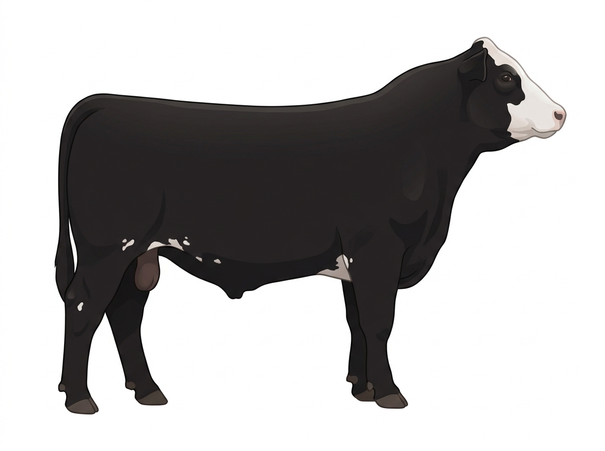 Black with a white face and a few white spots MaineTainer Bull