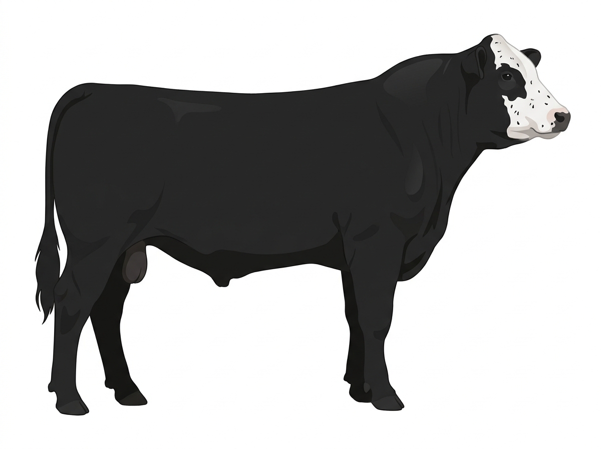 Black with a white face and ticking in the white MaineTainer Bull