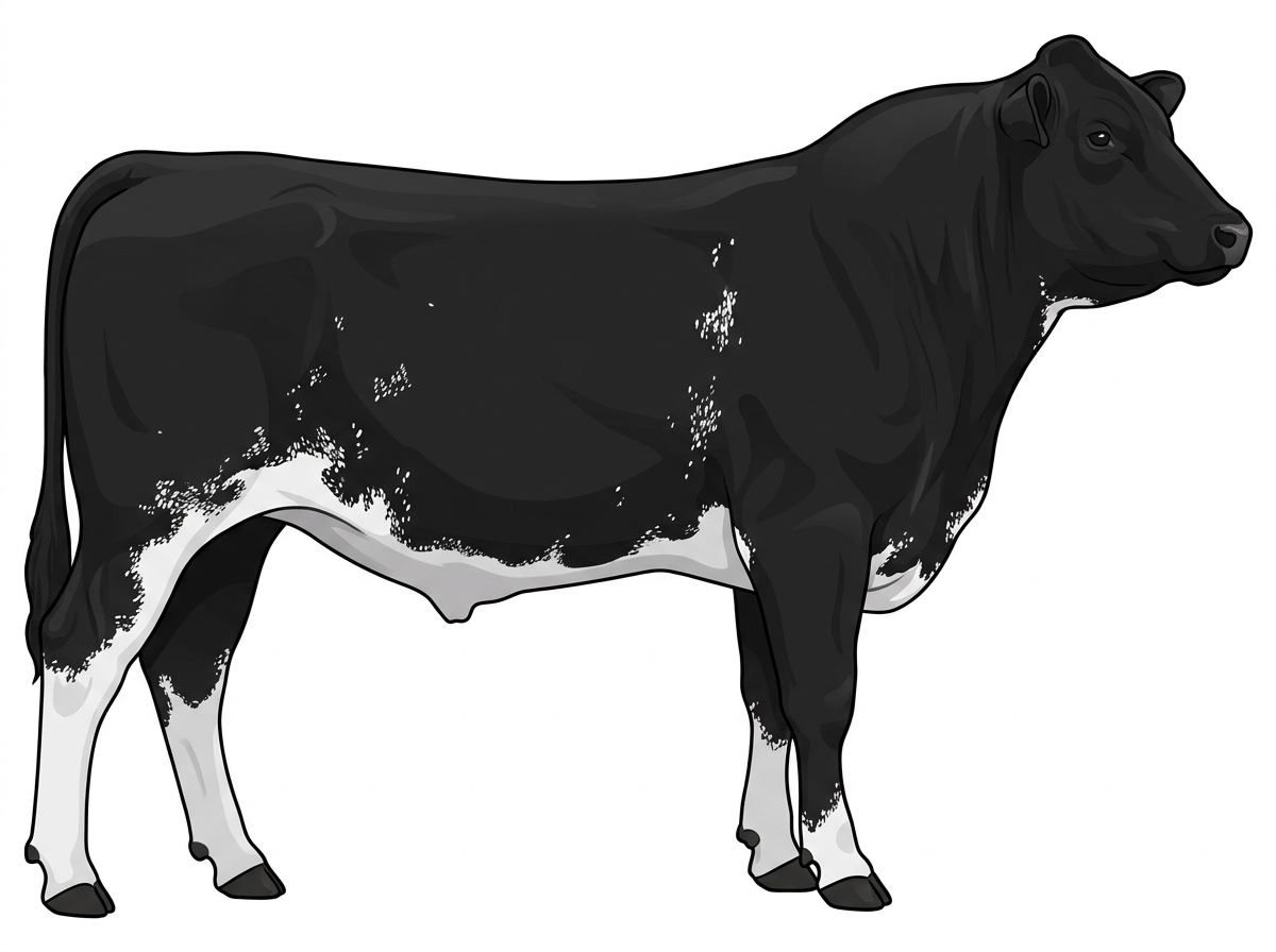 Black with ticking in the white MaineTainer Bull