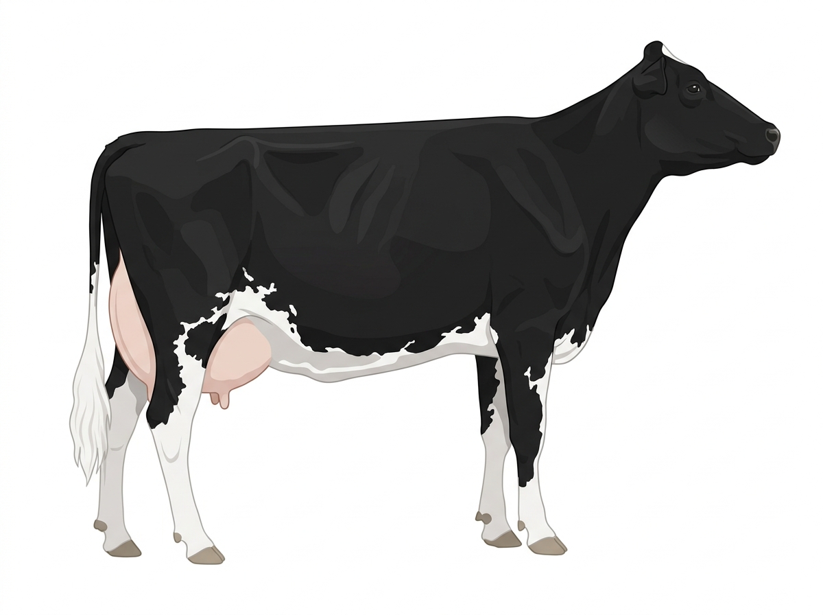 Black with ticking in the white MaineTainer Cow