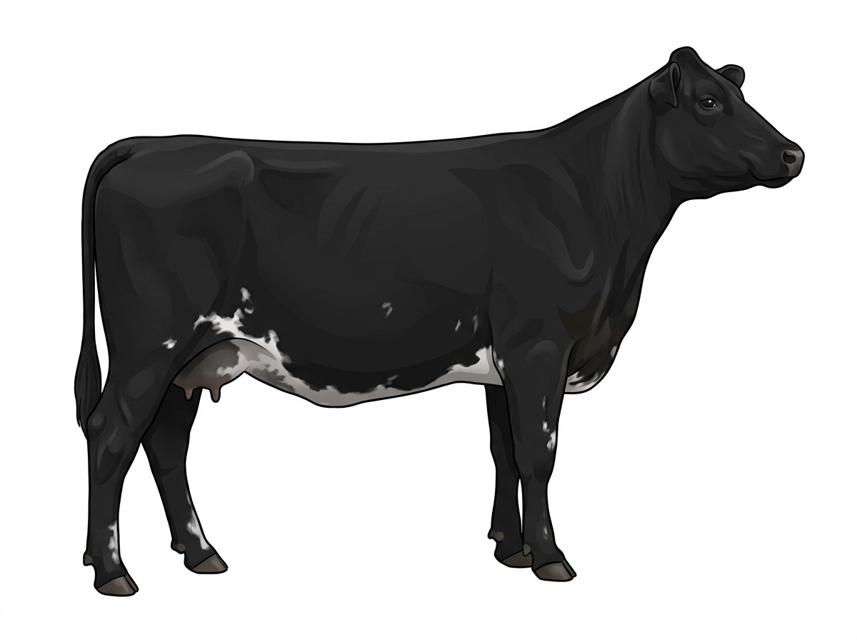 Black with ticking in the white MaineTainer Cow