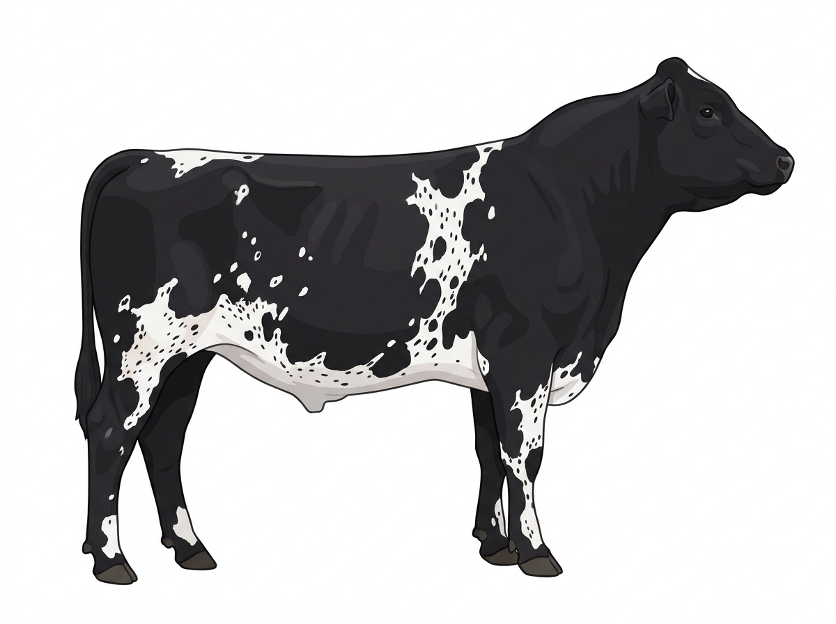 Black with white spots and ticking in the white MaineTainer Bull