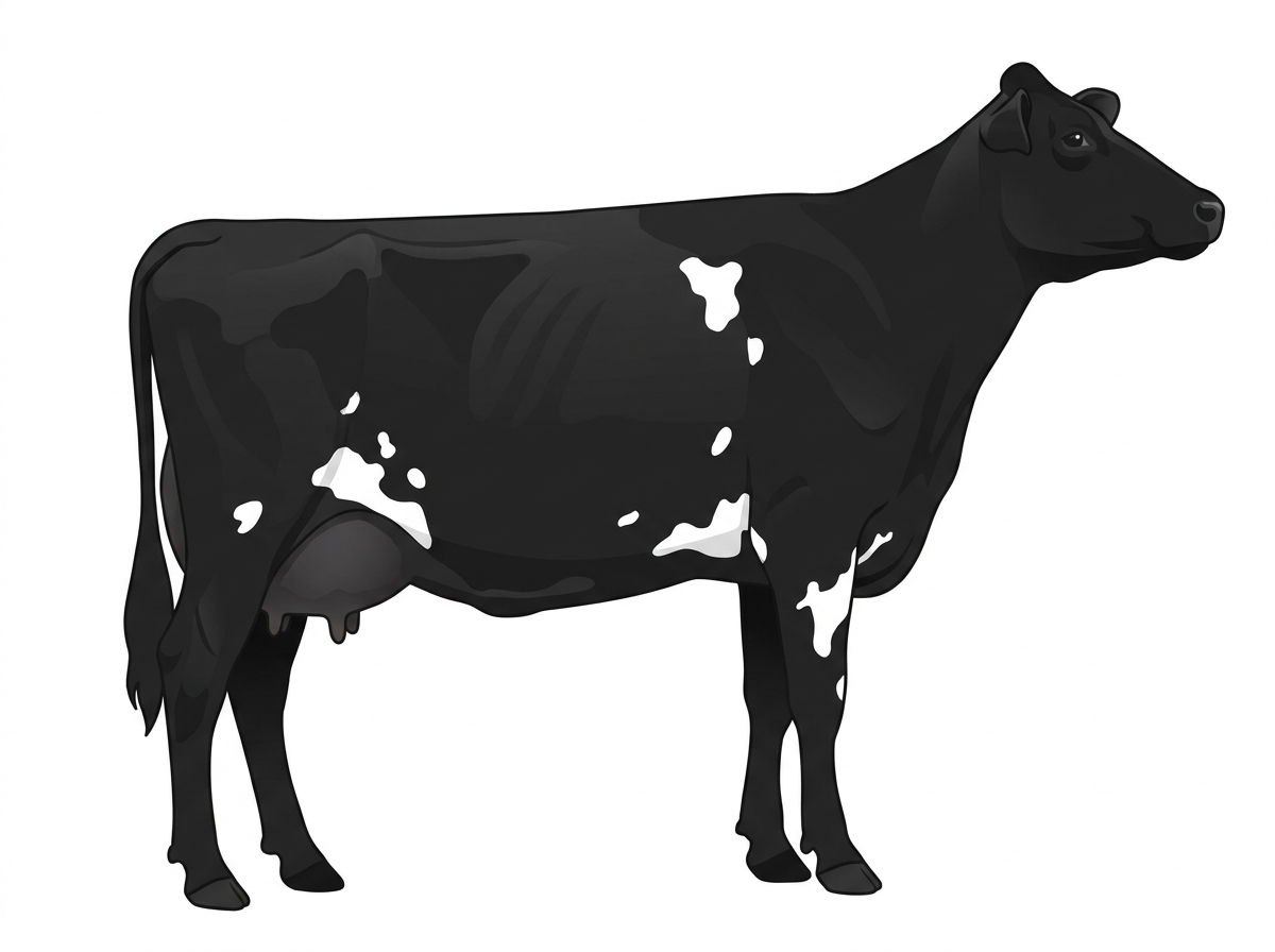 Black with white spots MaineTainer Cow