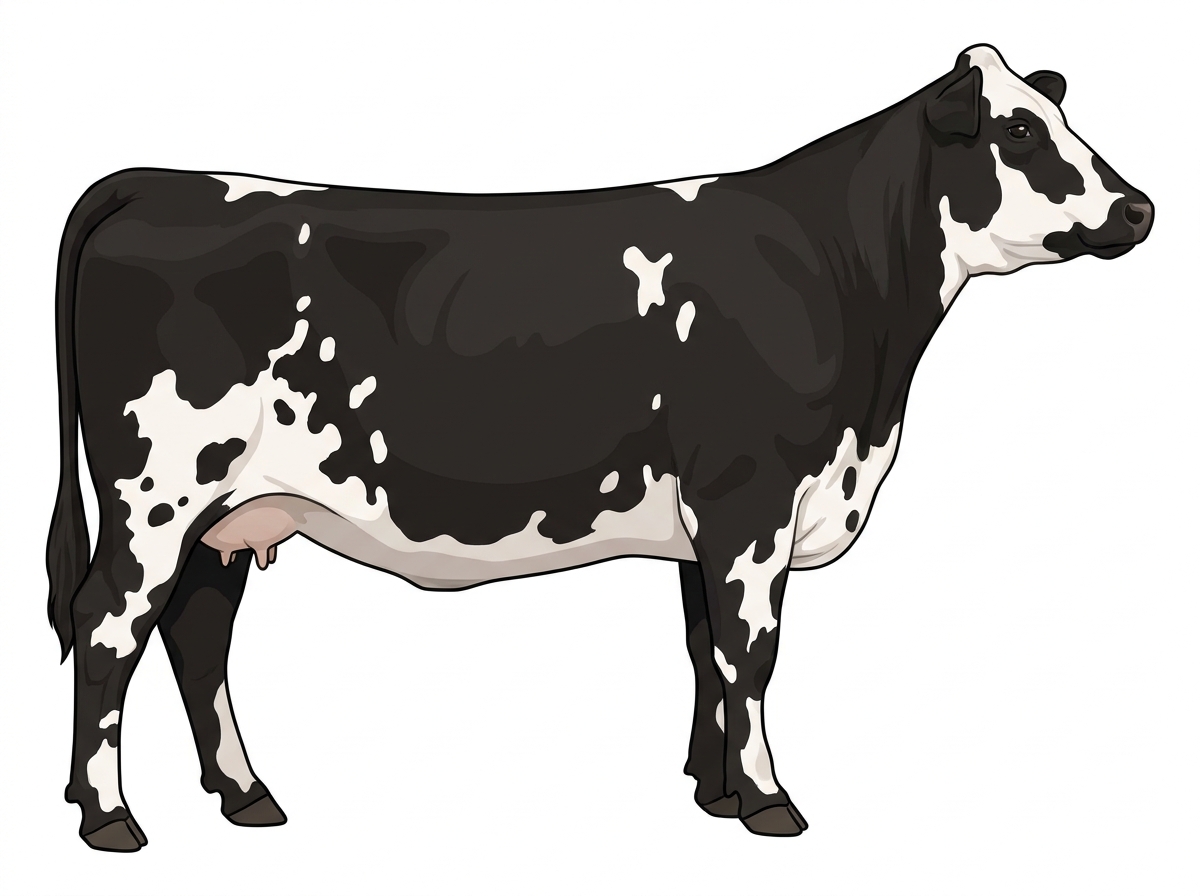 Black with white spots MaineTainer Cow