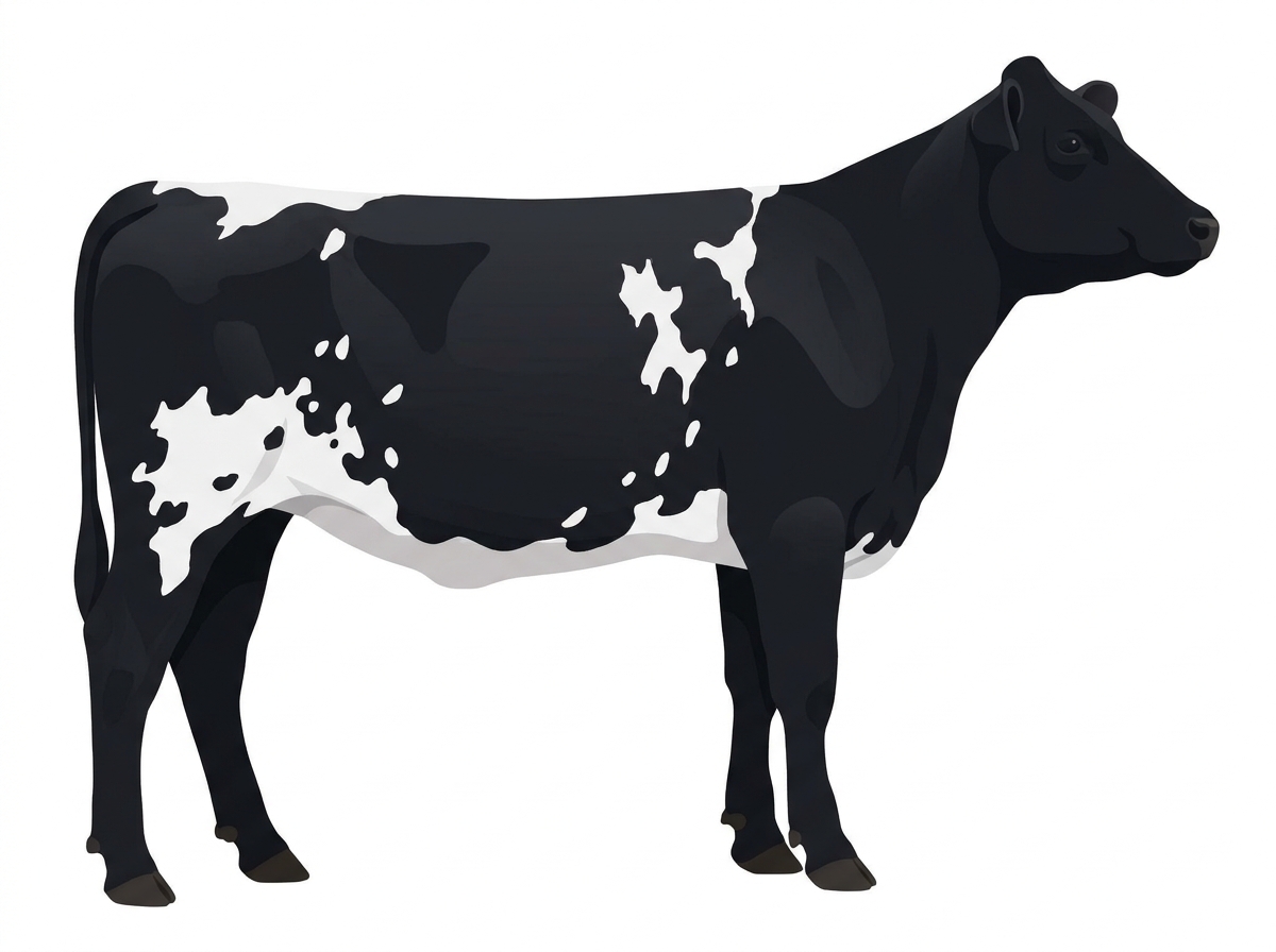 Black with white spots MaineTainer Heifer