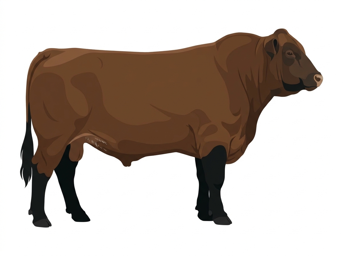 Brown with black points, a pale muzzle ring and lighter underline and ticking in the white MaineTainer Bull