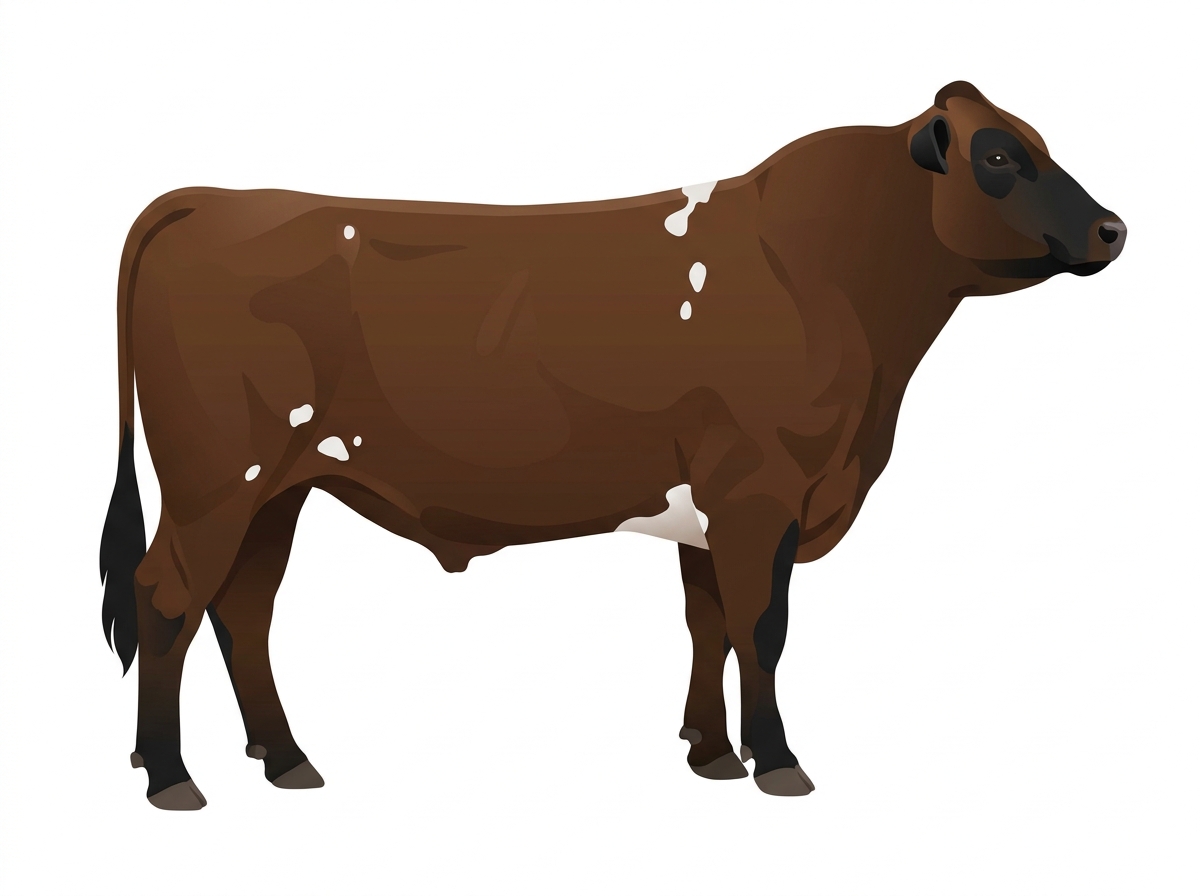 Brown with black points and a few white spots MaineTainer Bull