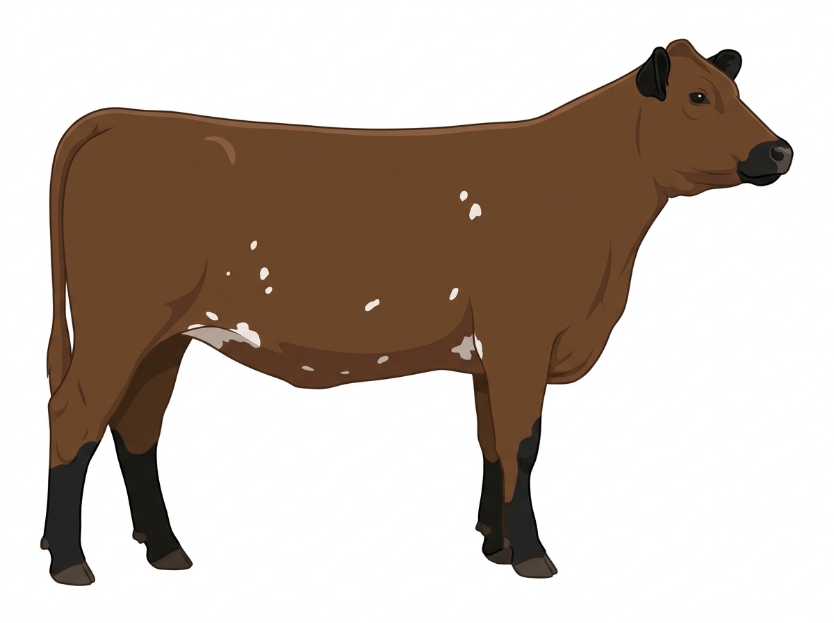 Brown with black points and a few white spots MaineTainer Heifer