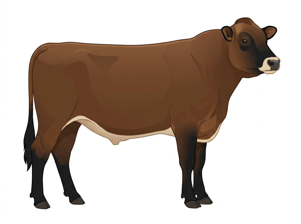 Brown with black points and a pale muzzle ring and lighter underline MaineTainer Bull