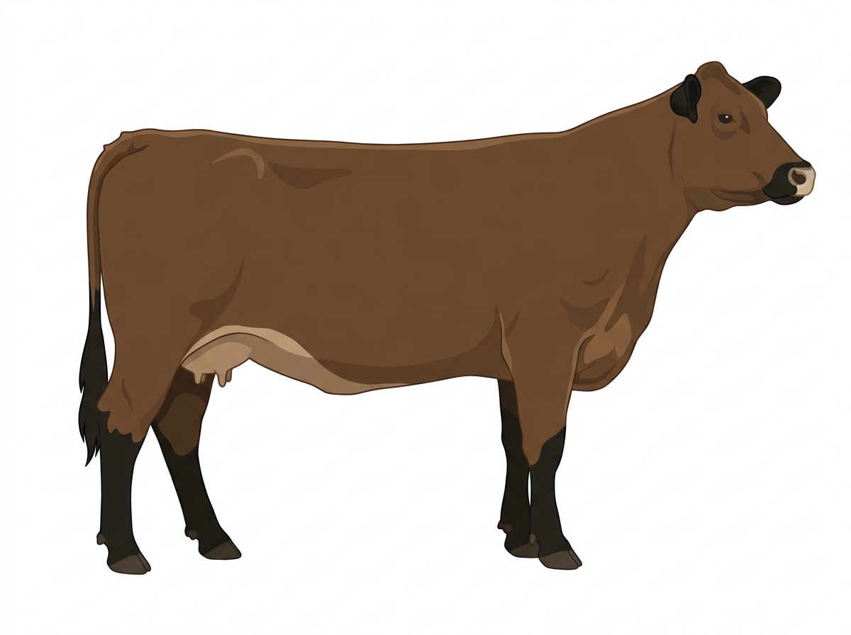 Brown with black points and a pale muzzle ring and lighter underline MaineTainer Cow