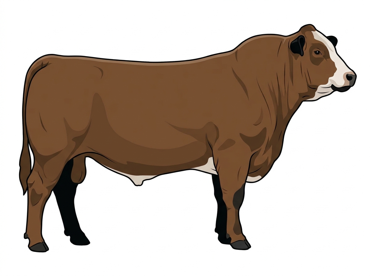 Brown with black points and a partial white face MaineTainer Bull