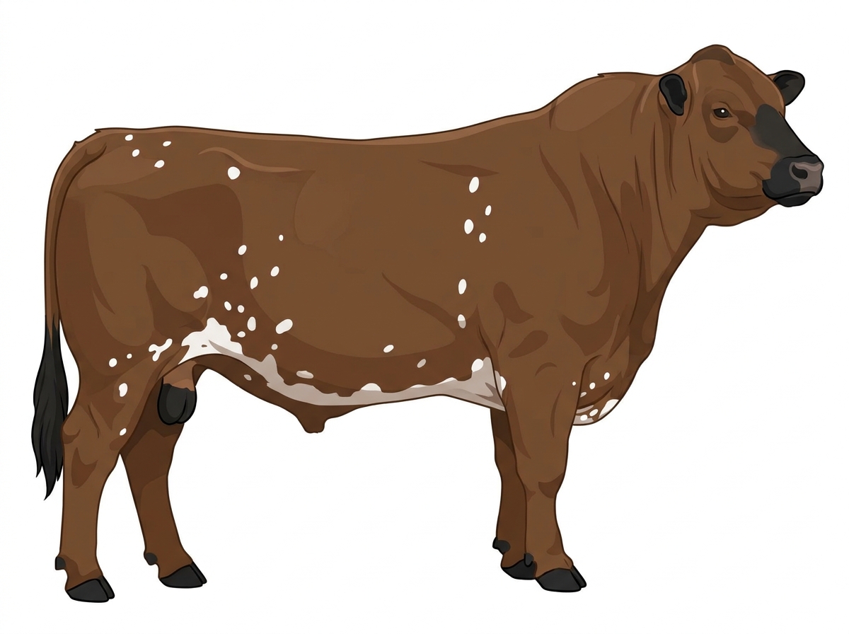 Brown with black points and white spots MaineTainer Bull